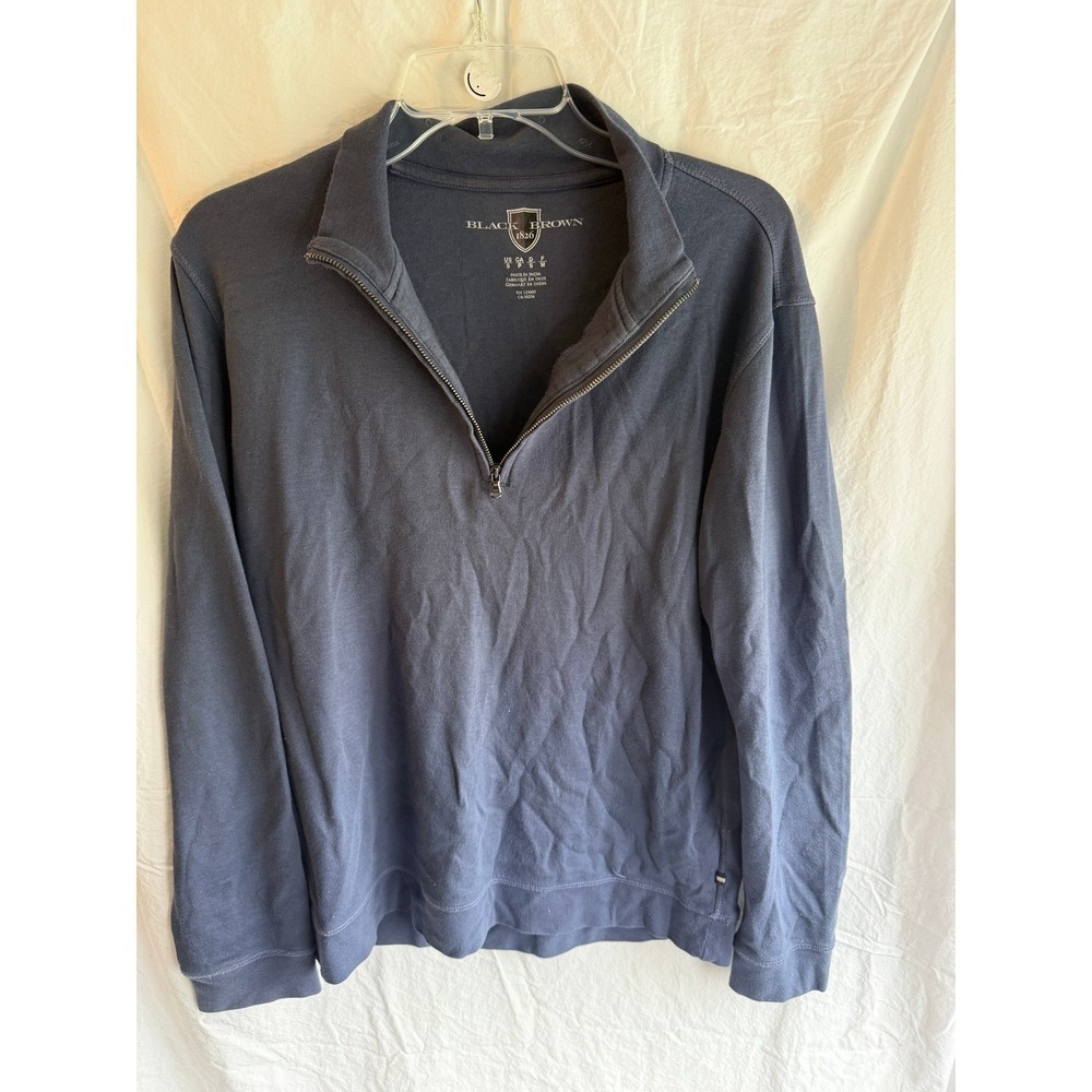 Black Brown 1826 Mens Quarter Zip Pullover Navy Blue Mock Neck Sweater Small